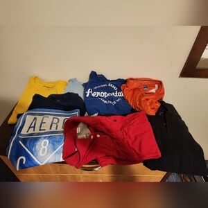 Lot Of 7 Mens Medium Shirts - 3 AEROPOSTALE - 2 AMERICAN EAGLE - 2 OTHER BRANDS